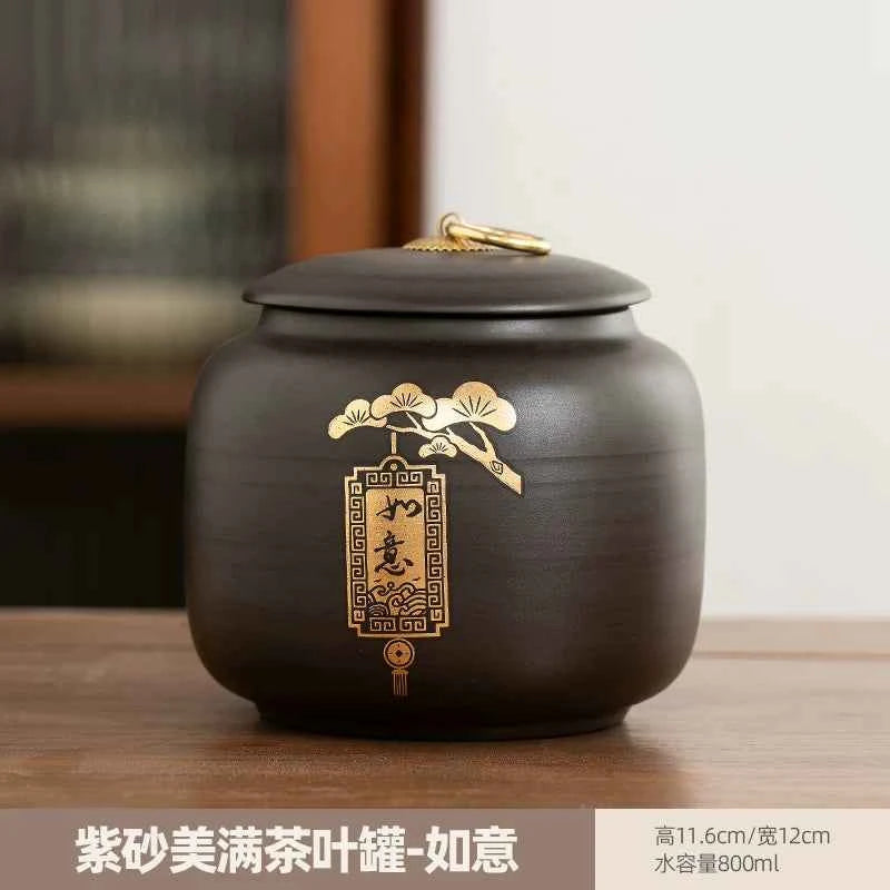 Boutique high-grade purple sand tea cans, tea cans, storage tanks, household moisture-proof sealed cans, Pu'er black tea, white tea, advanced sense