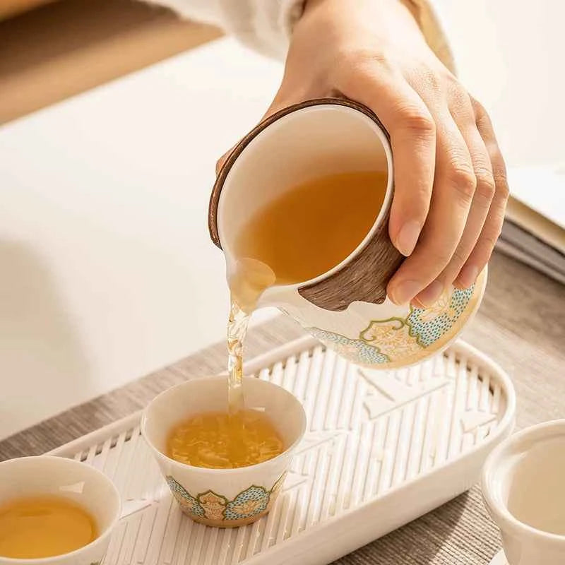 AuraKin travel portable ceramic tea set for outdoor and office tea rituals