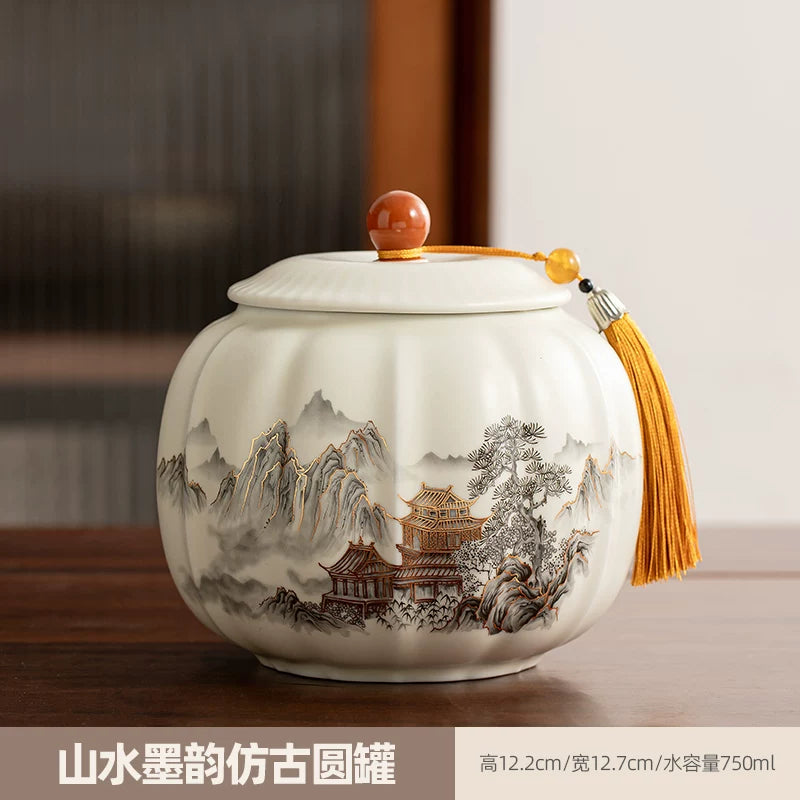 persimmon ruyi persimmon ceramic tea jar sealed jar tea jar storage jar storage jar empty jar household ornament ideas - AuraKin