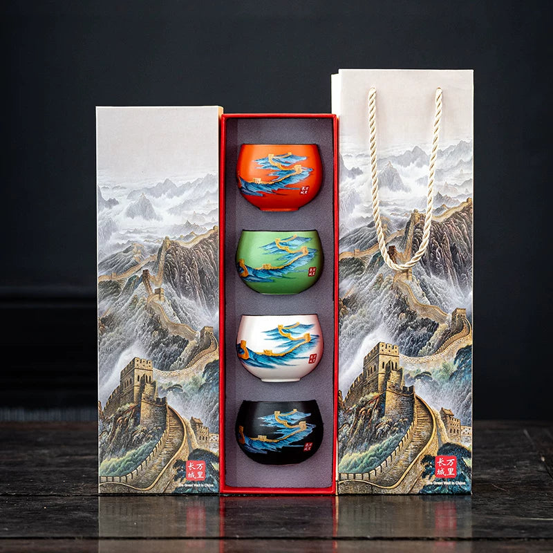 AuraKin Forbidden City guochao ceramic teacup gift set for elegant tea rituals