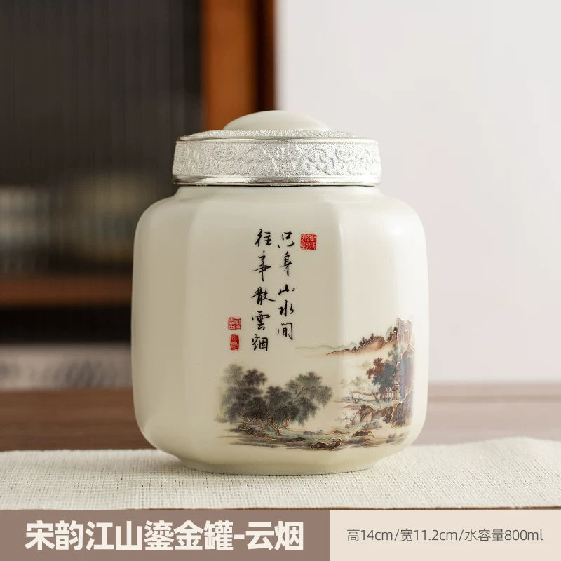 persimmon ruyi persimmon ceramic tea jar sealed jar tea jar storage jar storage jar empty jar household ornament ideas - AuraKin