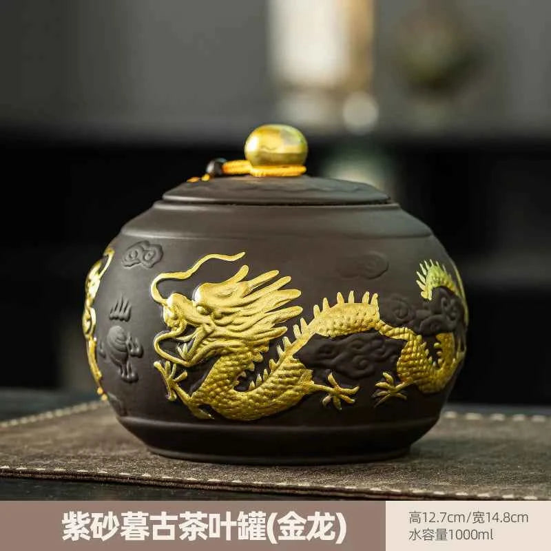 Boutique high-grade purple sand tea cans, tea cans, storage tanks, household moisture-proof sealed cans, Pu'er black tea, white tea, advanced sense