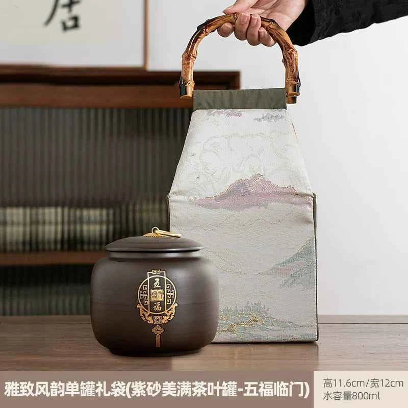 Boutique high-grade purple sand tea cans, tea cans, storage tanks, household moisture-proof sealed cans, Pu'er black tea, white tea, advanced sense
