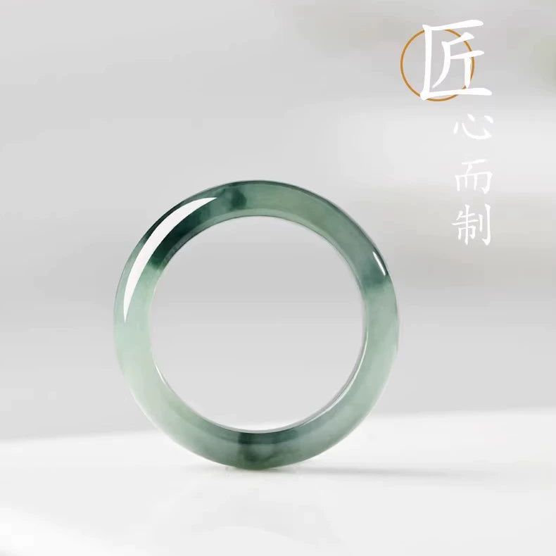 Natural jadeite ring, Myanmar A jade ring, men's and women's flower ring, ice glutinous jadeite ring.
