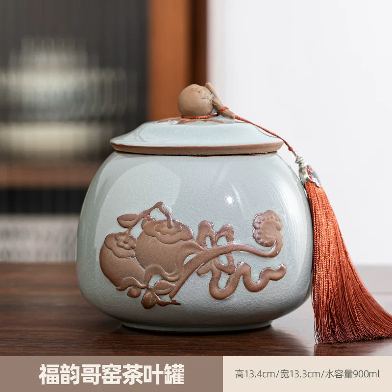 persimmon ruyi persimmon ceramic tea jar sealed jar tea jar storage jar storage jar empty jar household ornament ideas - AuraKin