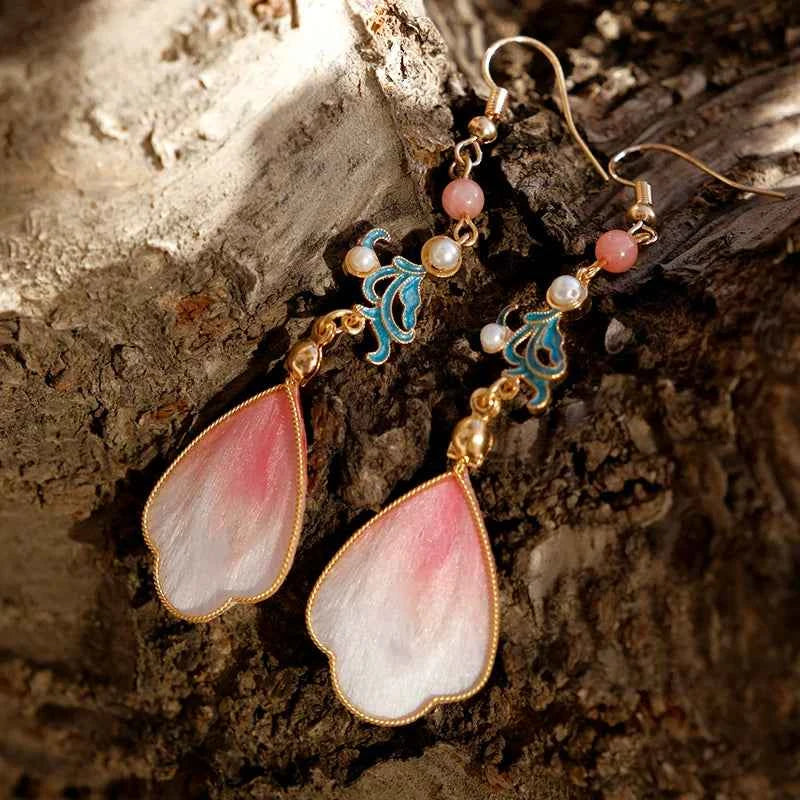 Original ancient style pure handmade intangible cultural heritage fluff filigree earrings classical national style new Chinese style ear hook Hanfu cheongsam earrings