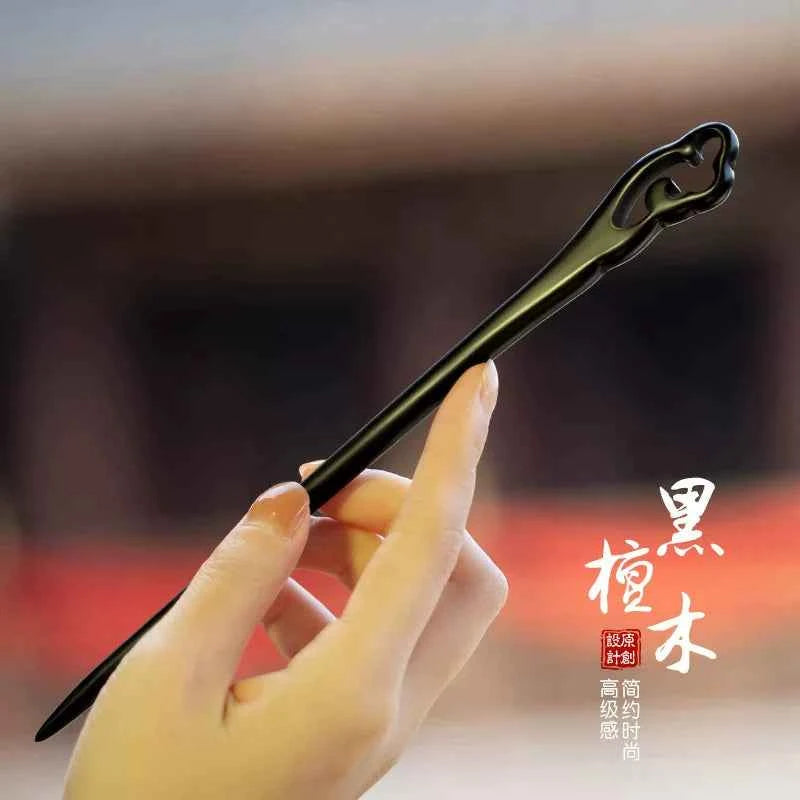 Ebony hairpin, new Chinese style, ancient style, daily hair updo hairpin for women, simple and elegant sandalwood hairpin, wooden plain hairpin