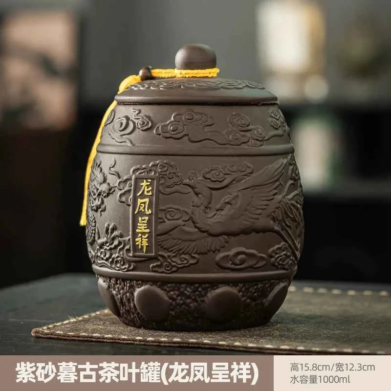 Boutique high-grade purple sand tea cans, tea cans, storage tanks, household moisture-proof sealed cans, Pu'er black tea, white tea, advanced sense