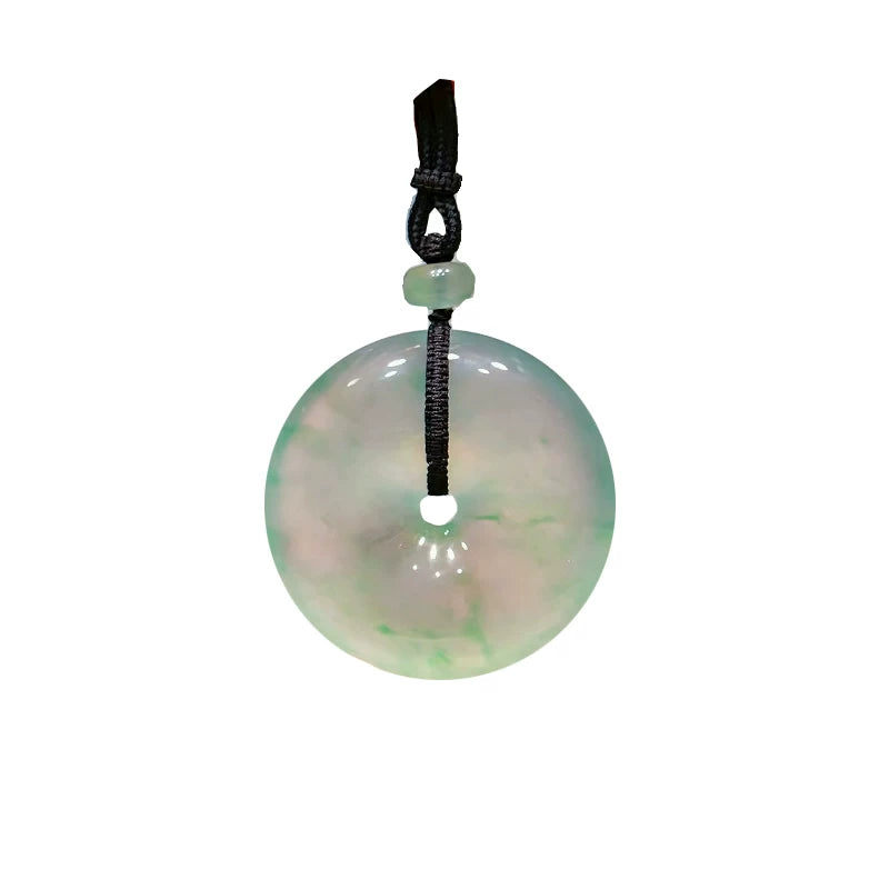 Natural ice floating flower safety buckle jadeite pendant for men and women, genuine Myanmar product, loose stone jade necklace pendant.