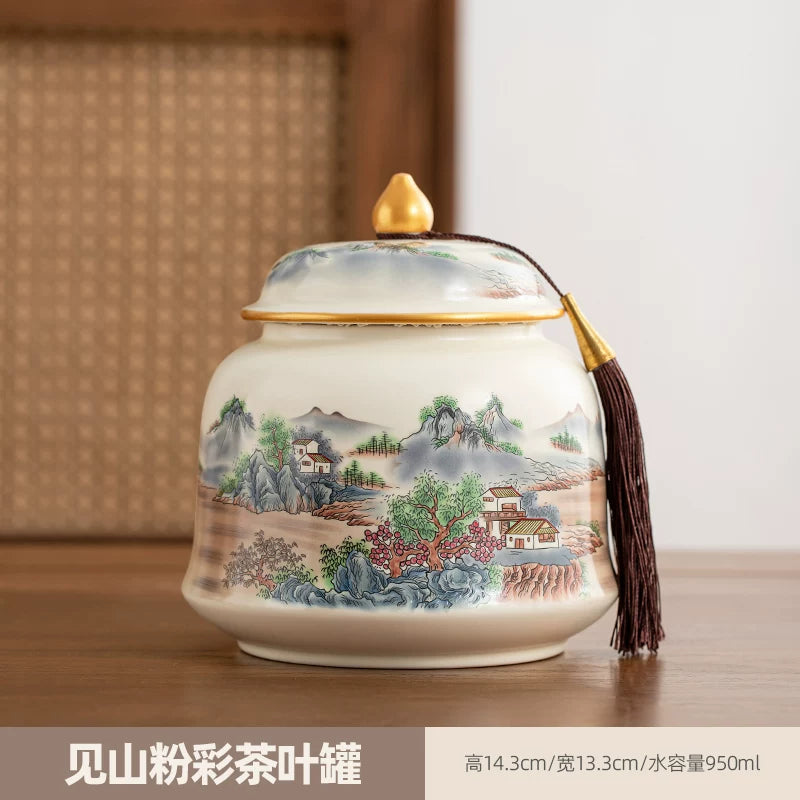 persimmon ruyi persimmon ceramic tea jar sealed jar tea jar storage jar storage jar empty jar household ornament ideas - AuraKin