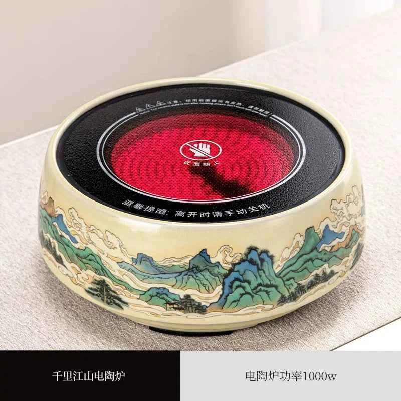 Ru kiln tea set household light luxury high-end Kung Fu tea cup thousand miles Jiangshan gift box housewarming for elders and fathers