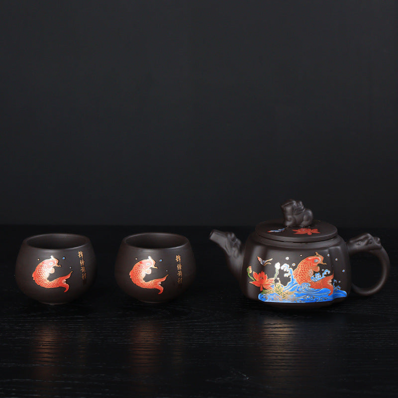 AuraKin Purple Clay Pixiu Tea Set - AuraKin Gift
