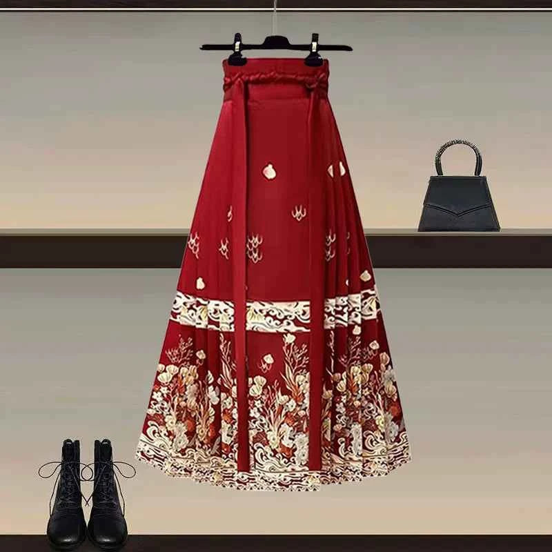 New Chinese style Hanfu skirt women's 2026 early spring new high-end temperament versatile improved horse face skirt