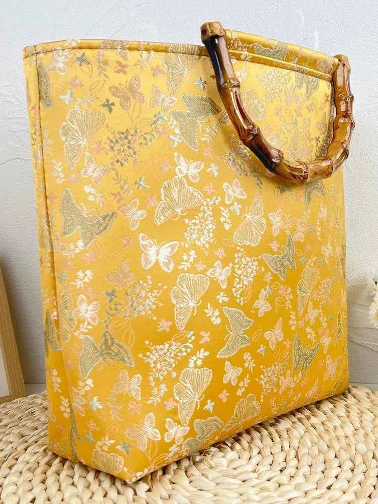 Original Design New Chinese Temperament Bamboo Retro Large Capacity National Style Classical Cheongsam style Tote bag
