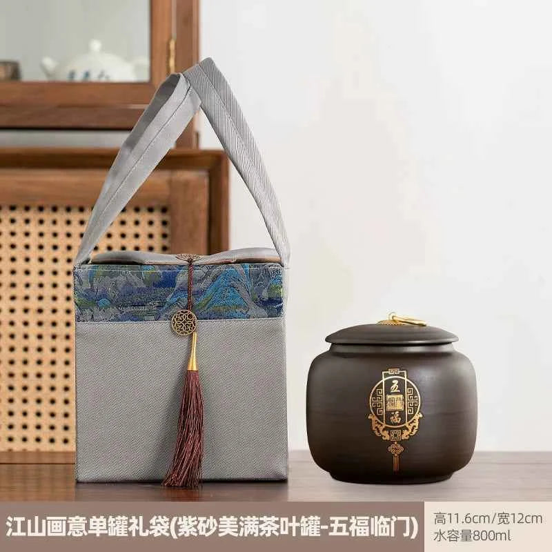 Boutique high-grade purple sand tea cans, tea cans, storage tanks, household moisture-proof sealed cans, Pu'er black tea, white tea, advanced sense