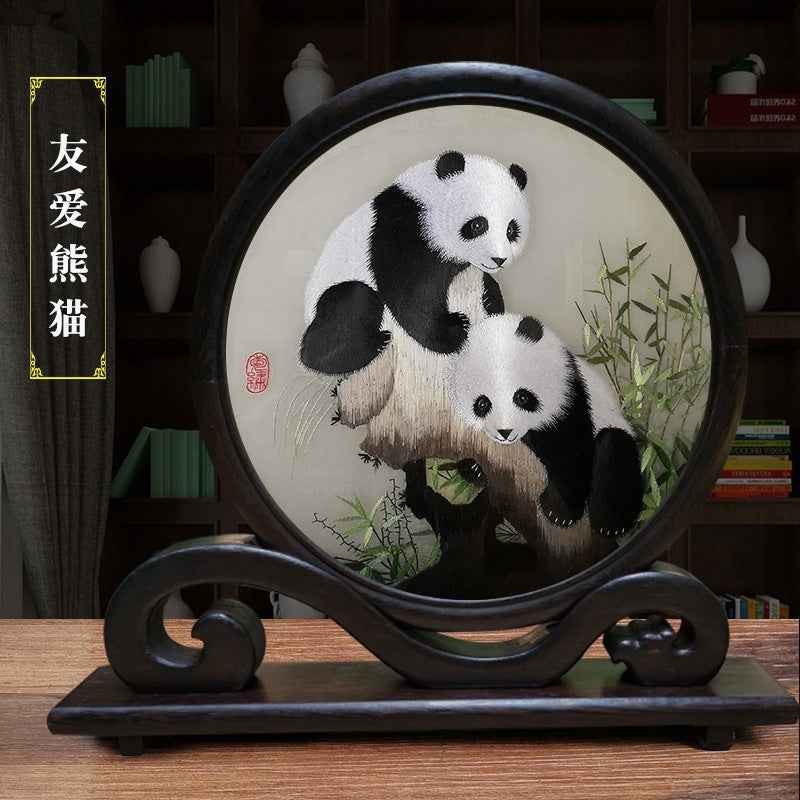 Shu embroidery double-sided embroidery screen ornament Sichuan tourist souvenir hand-embroidered gifts for foreigners with Chinese style characteristics