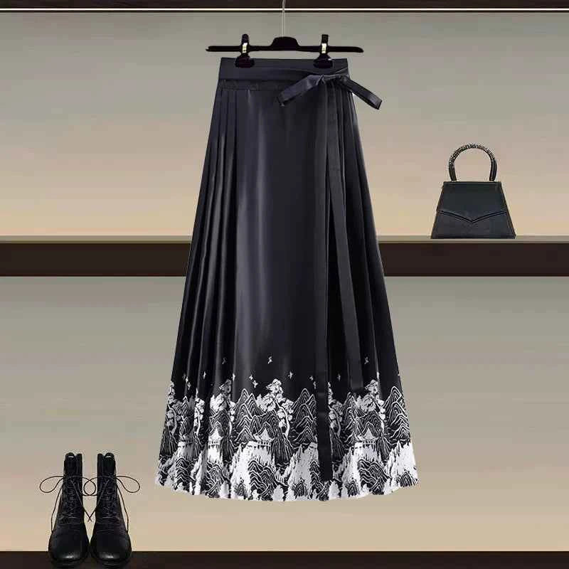 New Chinese style Hanfu skirt women's 2026 early spring new high-end temperament versatile improved horse face skirt
