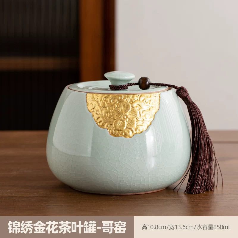 persimmon ruyi persimmon ceramic tea jar sealed jar tea jar storage jar storage jar empty jar household ornament ideas - AuraKin