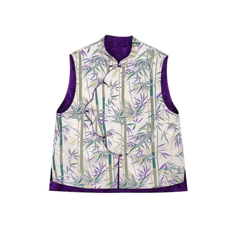 Double-sided mulberry silk national style vest for women's autumn and winter new Chinese silk brocade buckle vest accepts customization
