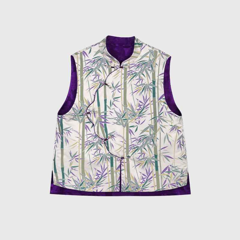 Double-sided mulberry silk national style vest for women's autumn and winter new Chinese silk brocade buckle vest accepts customization