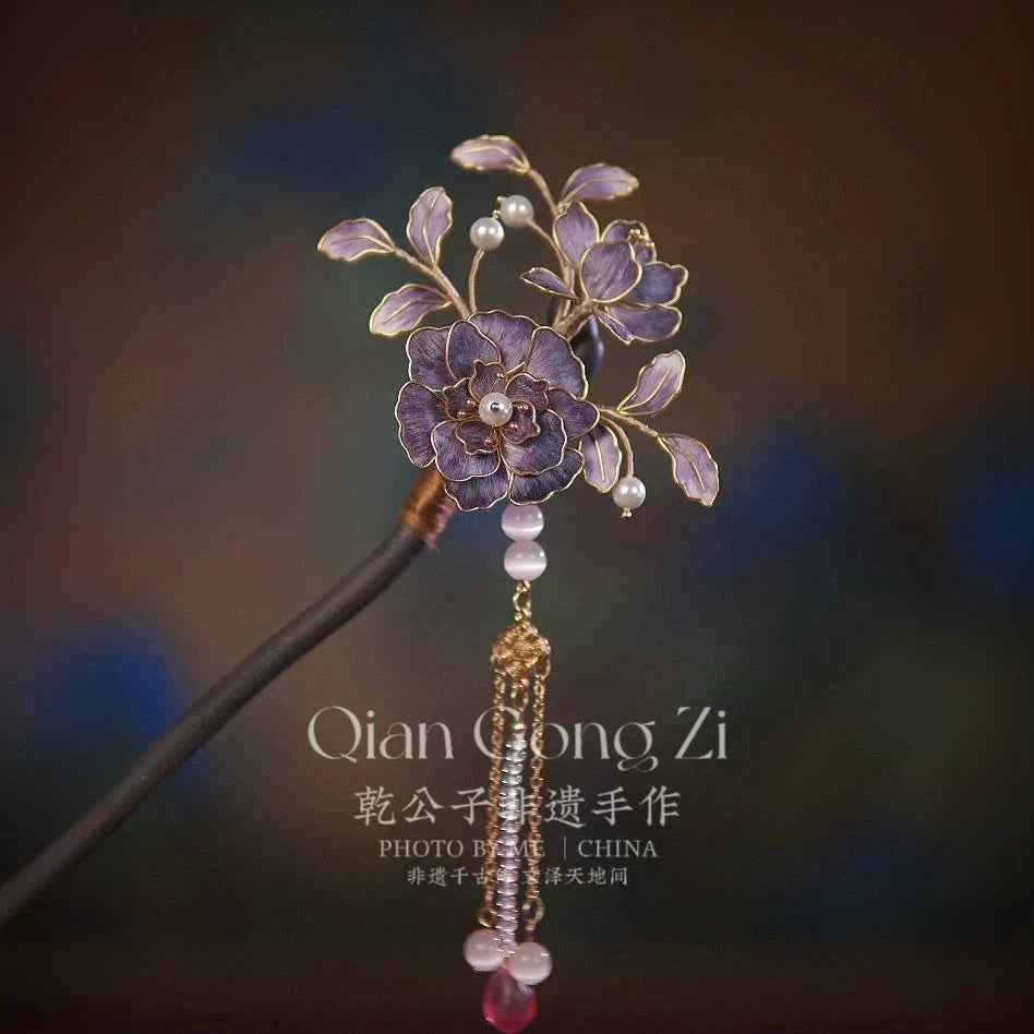 Intangible Cultural Heritage Handmade Silk Edelweiss Pink Red Blue Hairpin Hairpin Hanfu Bridal Hair Accessories Imitation Diancui Wedding