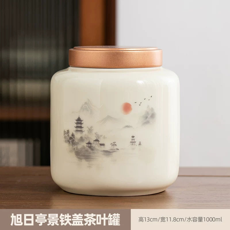 persimmon ruyi persimmon ceramic tea jar sealed jar tea jar storage jar storage jar empty jar household ornament ideas - AuraKin