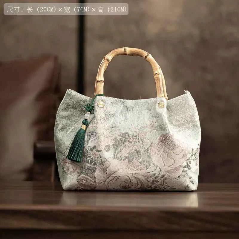 Guofeng New Chinese Bamboo Handbag with Cheongsam Mini Handbag Women's 2026 New Thin and Qiao Women's Bag Wrist Bag