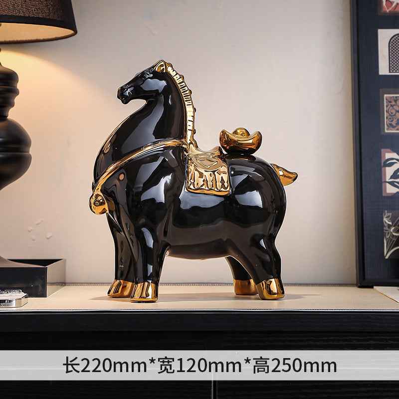 There is money now, ornaments, ceramics attract wealth, boss's office, living room desktop, high-end home decoration, opening gift