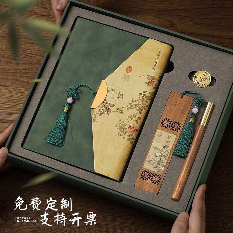Guochao merchandise notebook custom printable logo retro Chinese style high-end business notepad gift box set