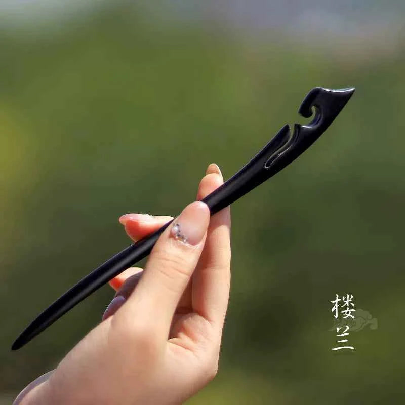 Ebony hairpin, new Chinese style, ancient style, daily hair updo hairpin for women, simple and elegant sandalwood hairpin, wooden plain hairpin