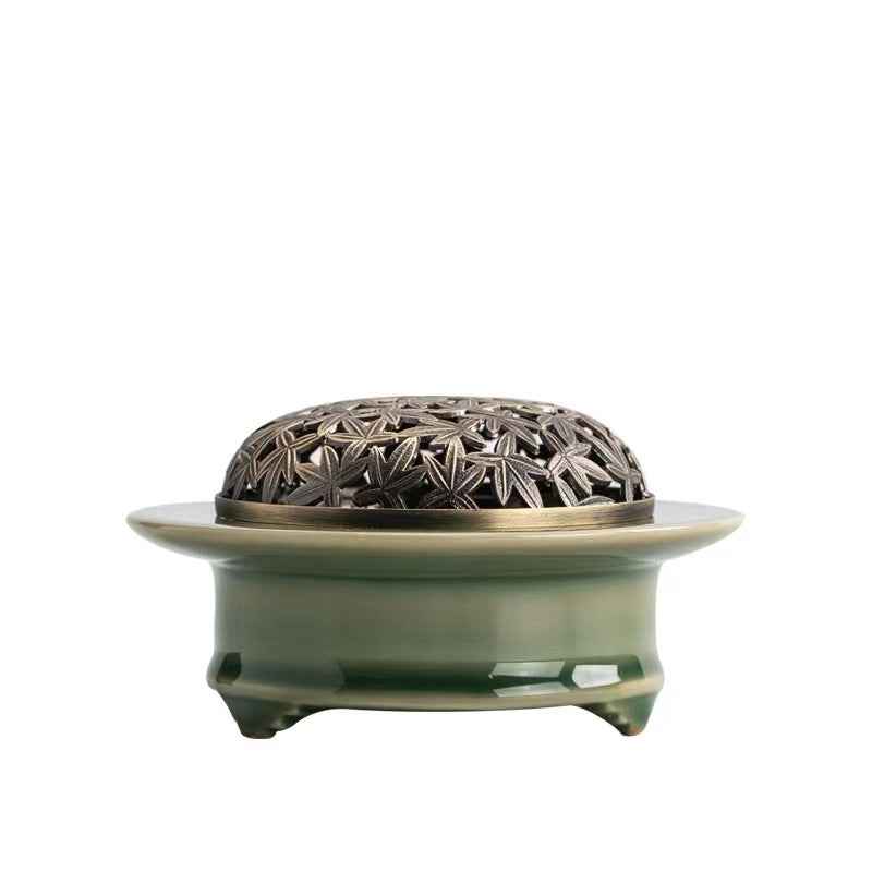 Ceramic Aromatherapy Burner Tea Ceremony Zen Three-legged Burner Celadon Incense Set Fragrant Seal Gift Box Fragrant Seal