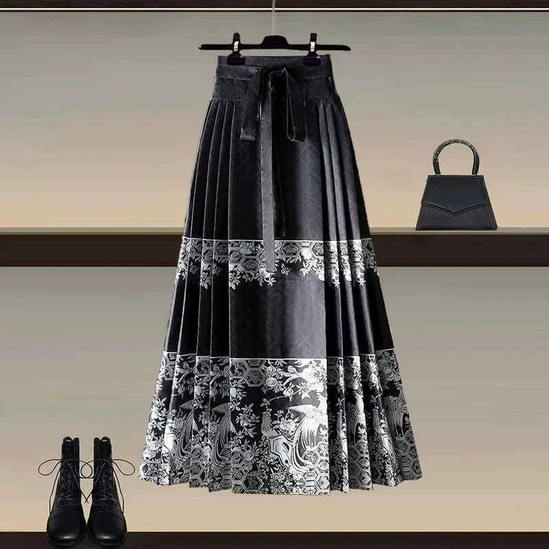 New Chinese style Hanfu skirt women's 2026 early spring new high-end temperament versatile improved horse face skirt