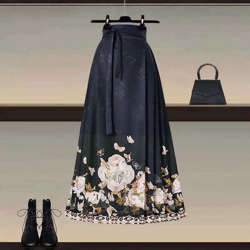 New Chinese style Hanfu skirt women's 2026 early spring new high-end temperament versatile improved horse face skirt