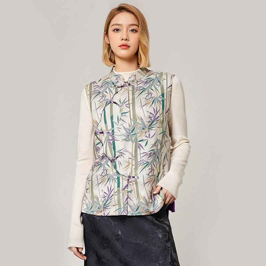 Double-sided mulberry silk national style vest for women's autumn and winter new Chinese silk brocade buckle vest accepts customization
