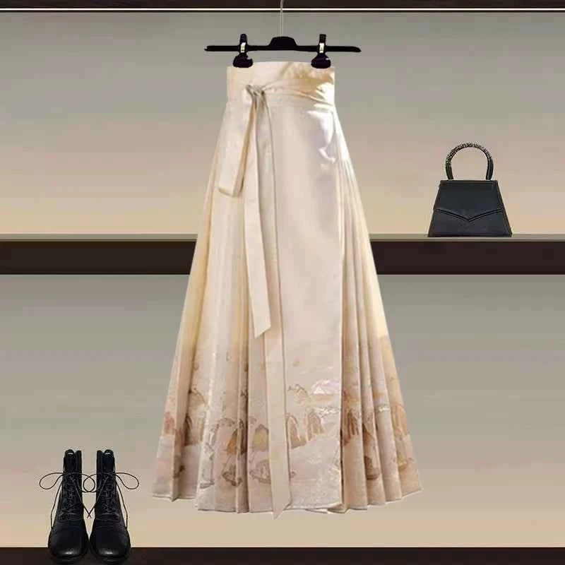 New Chinese style Hanfu skirt women's 2026 early spring new high-end temperament versatile improved horse face skirt