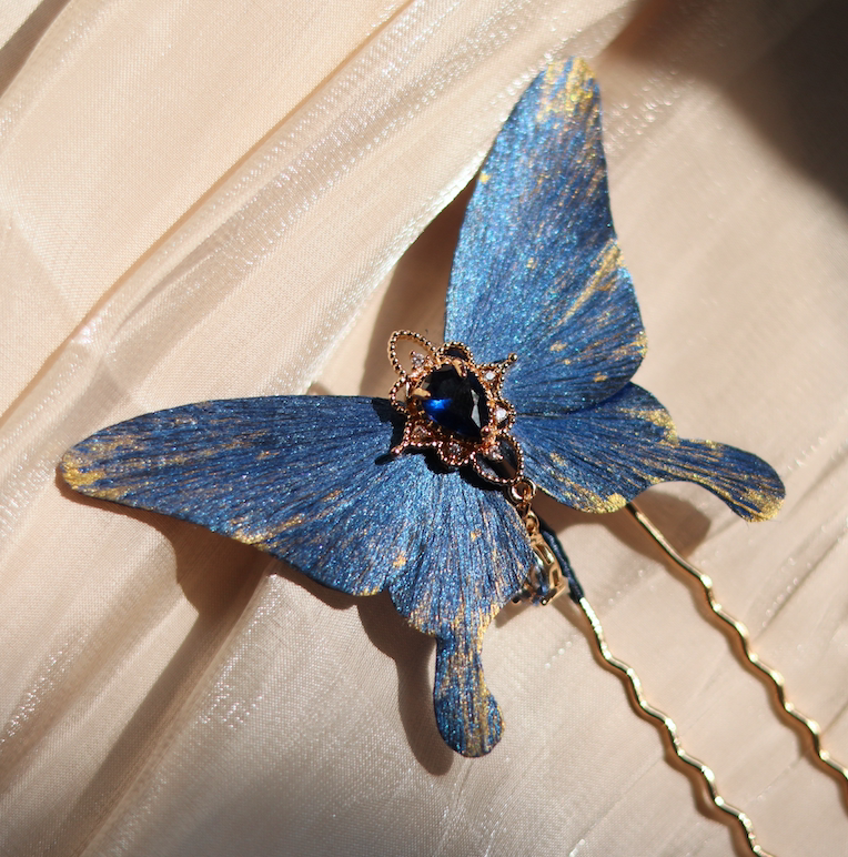 Original intangible cultural heritage fluff 100% pure handmade light luxury national style hairpin brooch hairpin