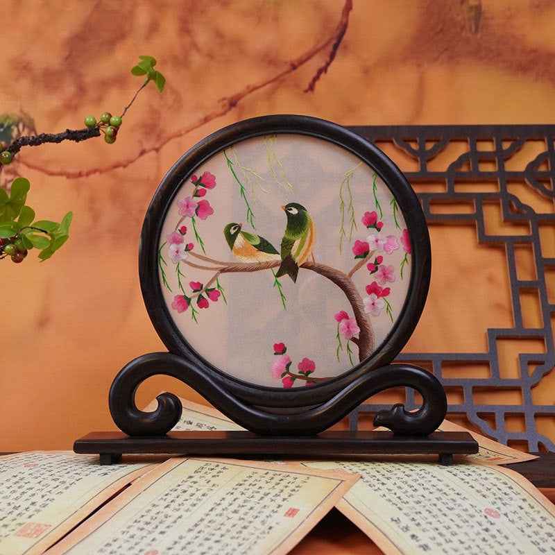 Shu embroidery double-sided embroidery screen ornament Sichuan tourist souvenir hand-embroidered gifts for foreigners with Chinese style characteristics