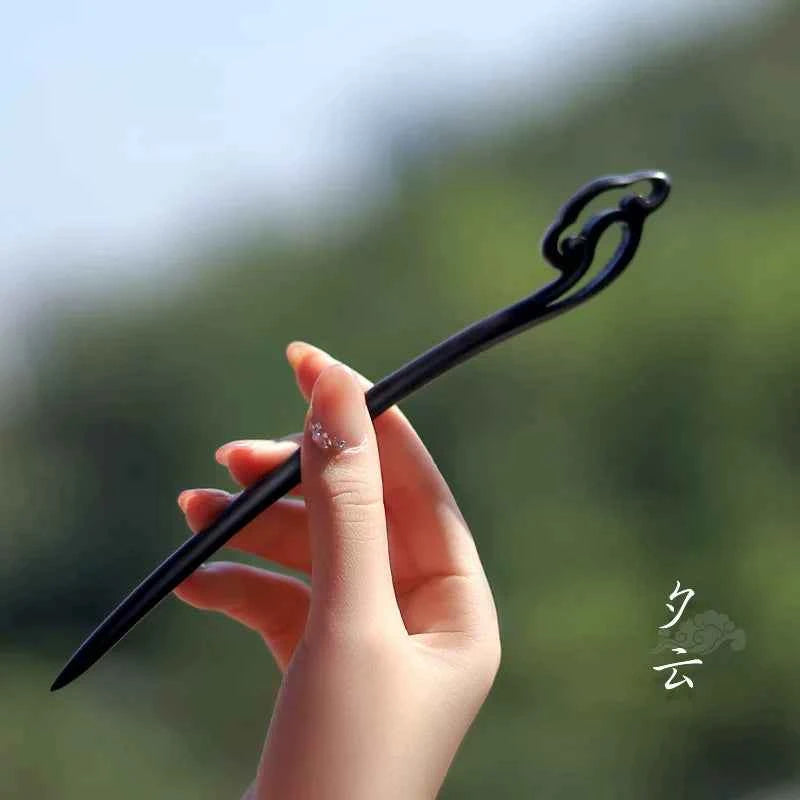 Ebony hairpin, new Chinese style, ancient style, daily hair updo hairpin for women, simple and elegant sandalwood hairpin, wooden plain hairpin