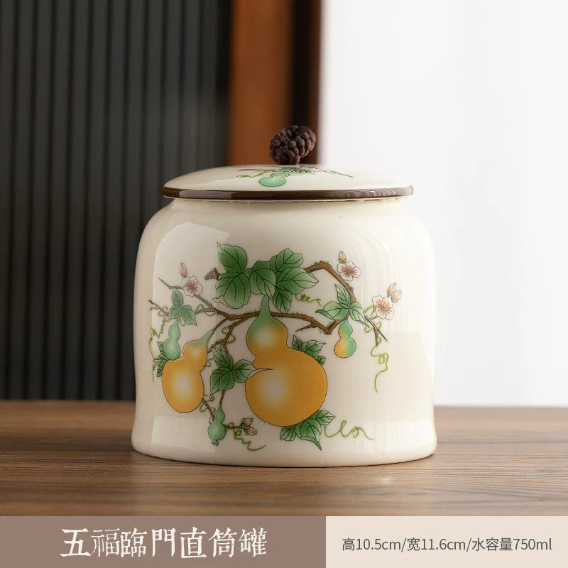 persimmon ruyi persimmon ceramic tea jar sealed jar tea jar storage jar storage jar empty jar household ornament ideas - AuraKin