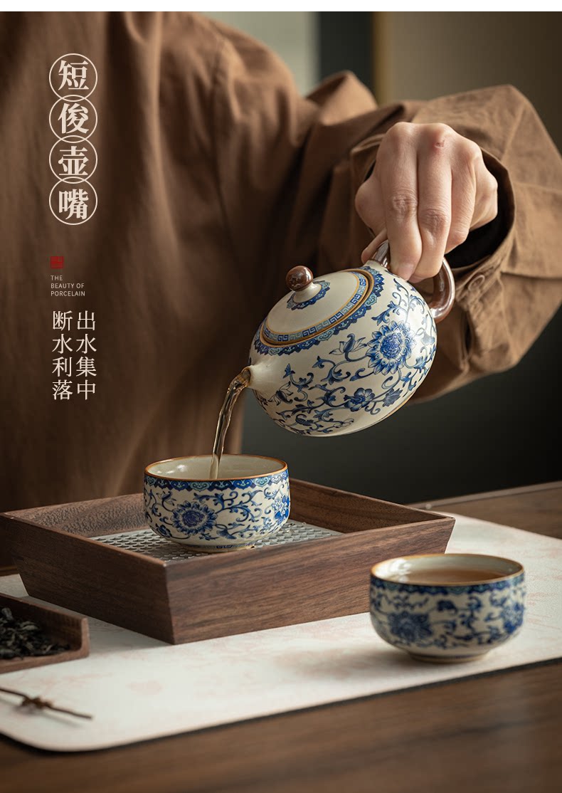 AuraKin Ru Kiln Forbidden City ceramic kung fu tea set gift box