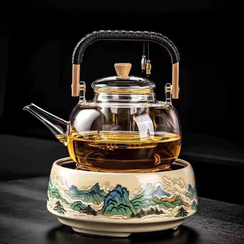 Ru kiln tea set household light luxury high-end Kung Fu tea cup thousand miles Jiangshan gift box housewarming for elders and fathers