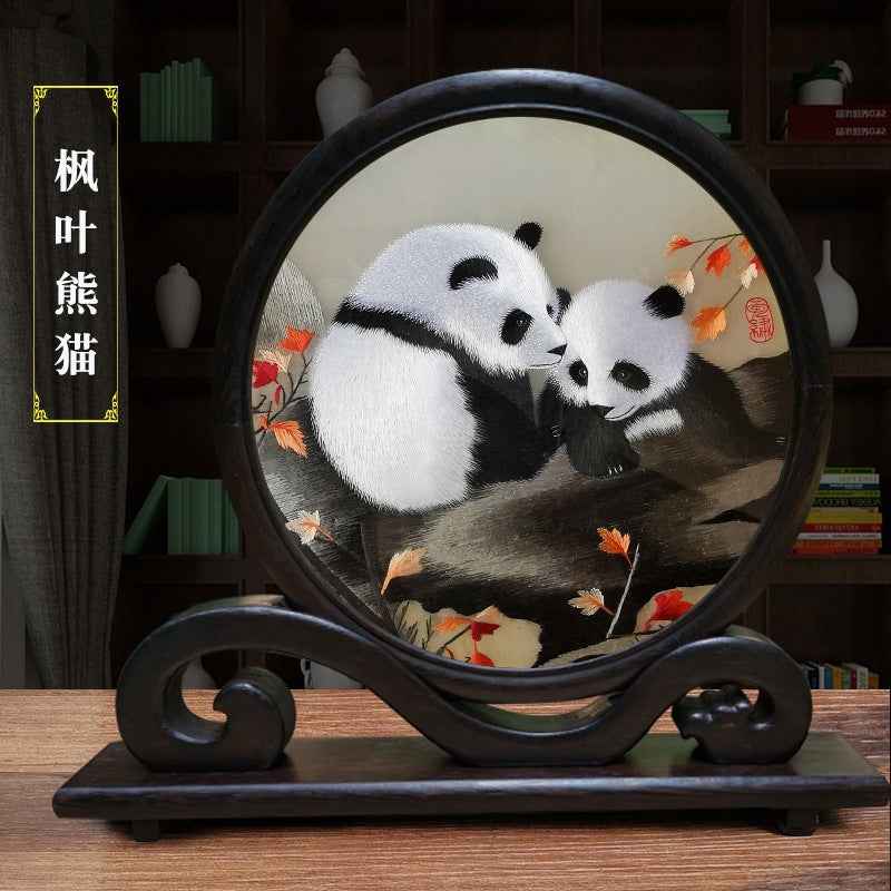 Shu embroidery double-sided embroidery screen ornament Sichuan tourist souvenir hand-embroidered gifts for foreigners with Chinese style characteristics