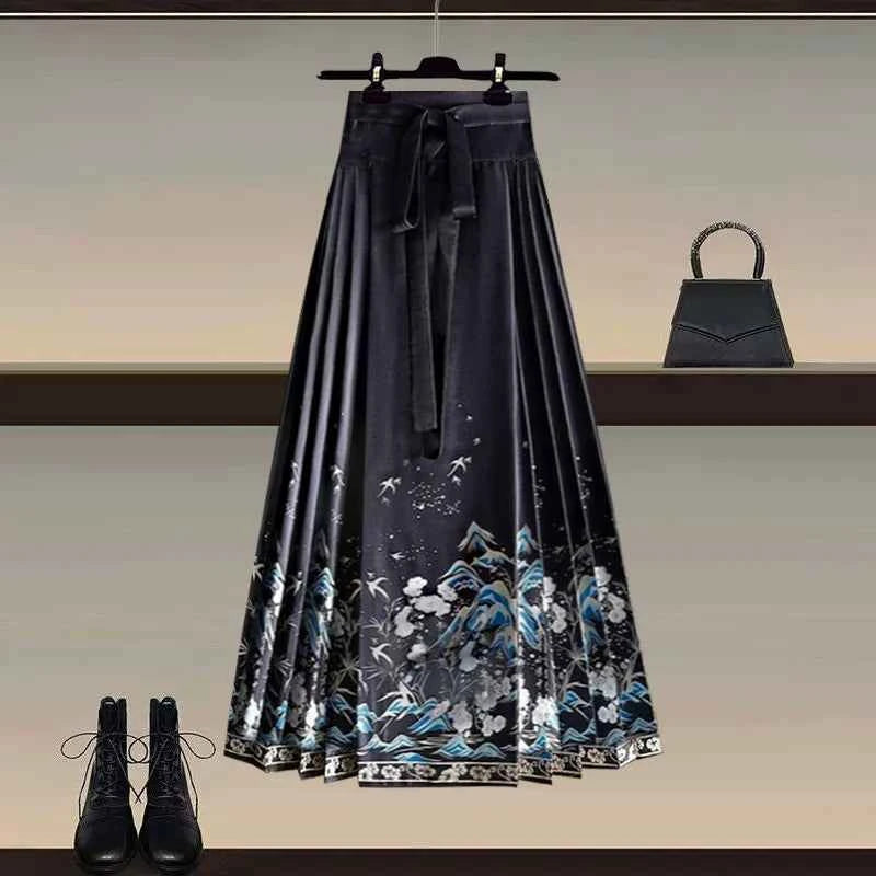New Chinese style Hanfu skirt women's 2026 early spring new high-end temperament versatile improved horse face skirt