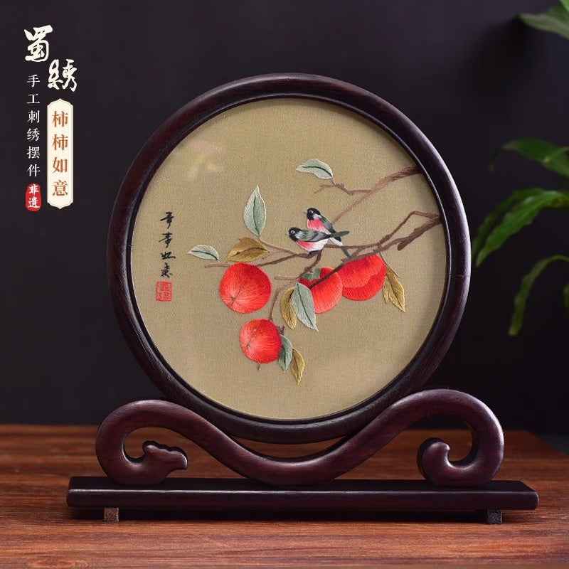 Shu embroidery double-sided embroidery screen ornament Sichuan tourist souvenir hand-embroidered gifts for foreigners with Chinese style characteristics