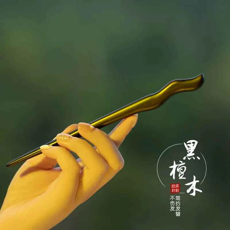 Ebony hairpin, new Chinese style, ancient style, daily hair updo hairpin for women, simple and elegant sandalwood hairpin, wooden plain hairpin