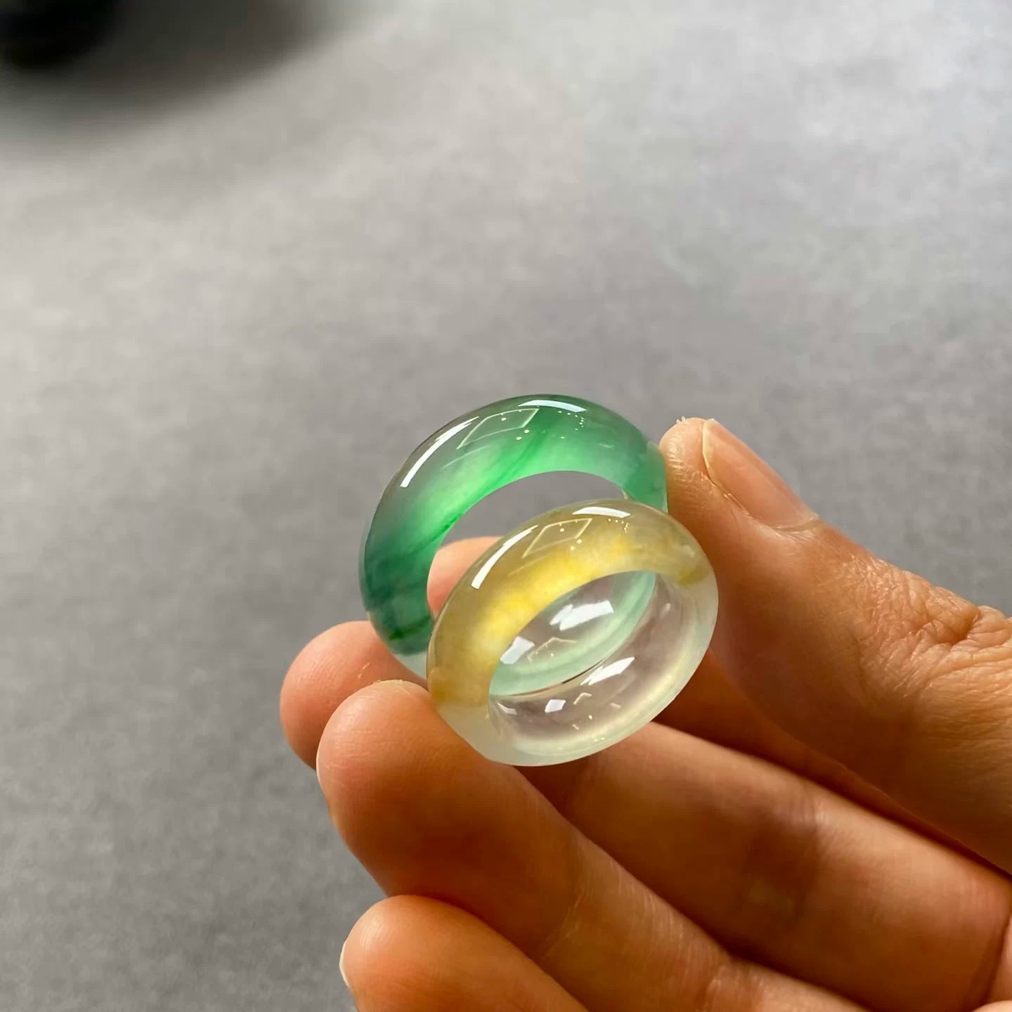 Natural ice yang green jadeite ring, Myanmar natural a product, genuine flower full green jade ring ring, men's and women's models.