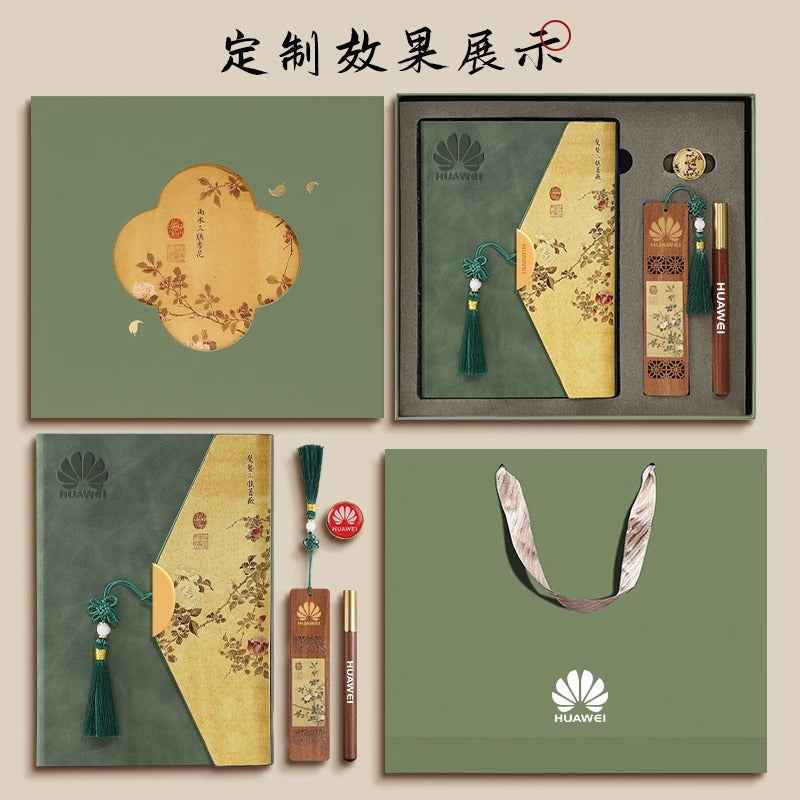 Guochao merchandise notebook custom printable logo retro Chinese style high-end business notepad gift box set