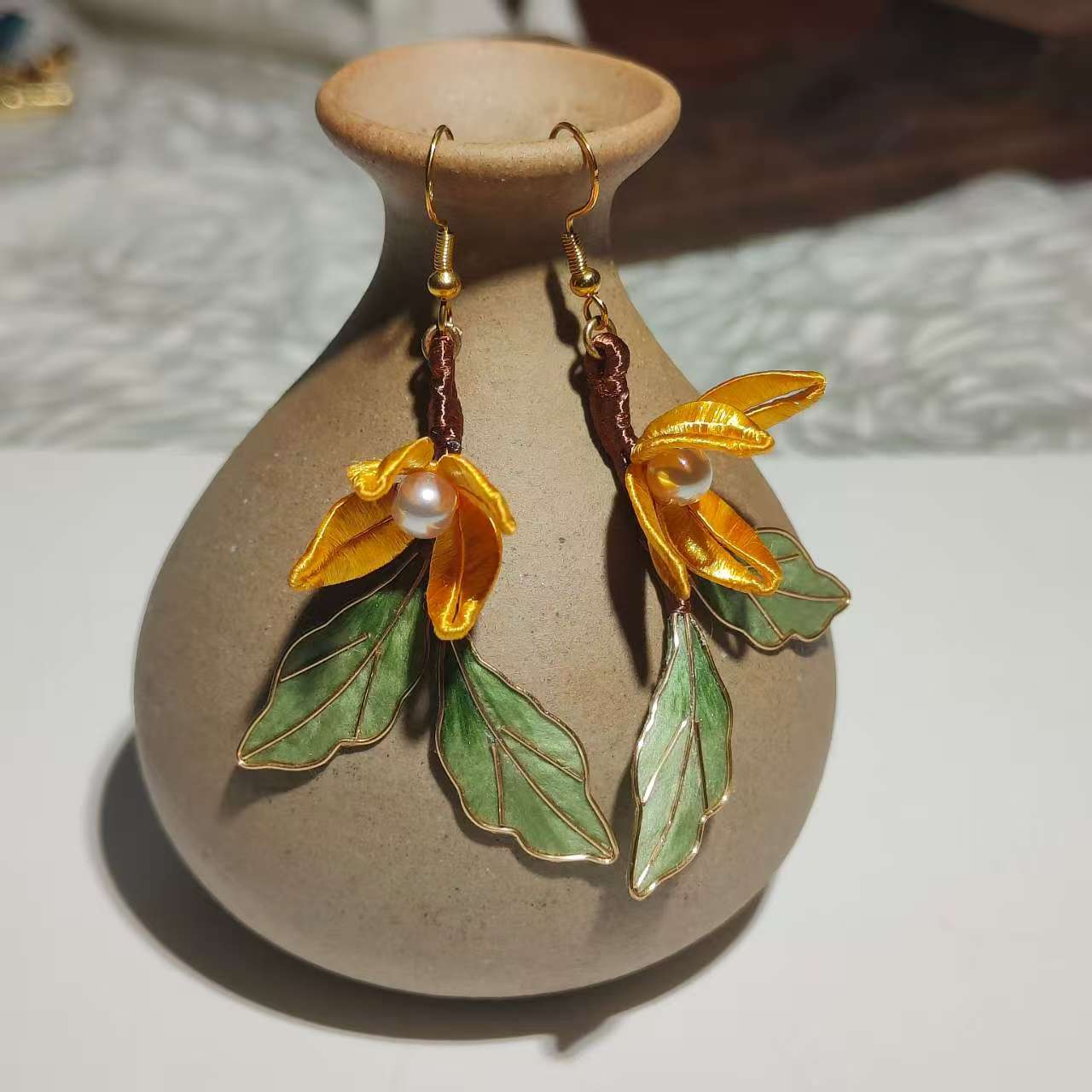 AuraKin Vintage Osmanthus Earrings - AuraKin Gift