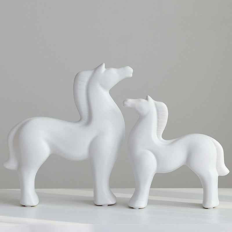 Nordic home decoration simple ceramic handicrafts horse ornaments living room TV cabinet wine cabinet entrance decoration wholesale