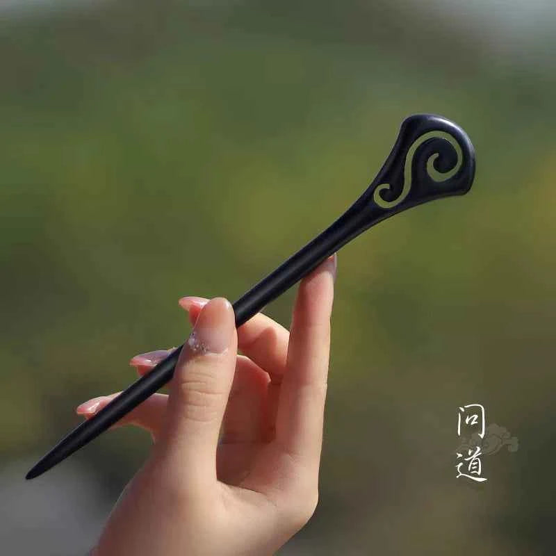 Ebony hairpin, new Chinese style, ancient style, daily hair updo hairpin for women, simple and elegant sandalwood hairpin, wooden plain hairpin